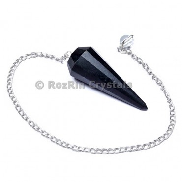 Black Tourmaline 12 Faceted Pendulums