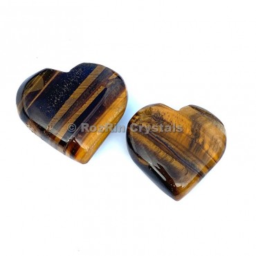 Yellow Tiger Eye Puffy Heart