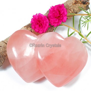 Rose Quartz Carved Double Heart