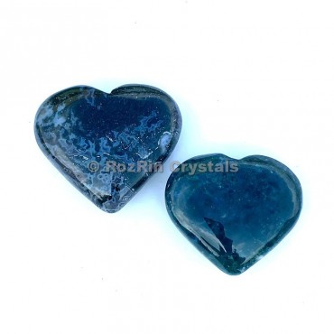 Moss Agate Puffy Heart