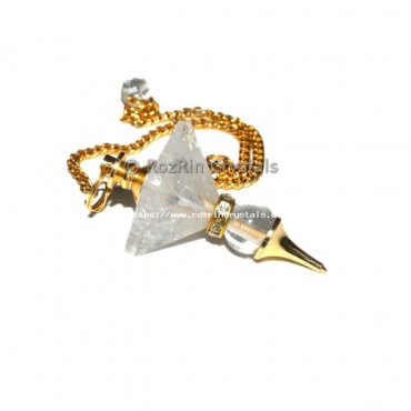 Crystal Quartz Pyramid Ball Pendulums with Gold Chain
