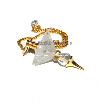 Crystal Quartz Pyramid Ball Pendulums with Gold Chain