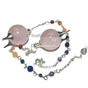 Rose Quartz Chakra Ball Pendulums