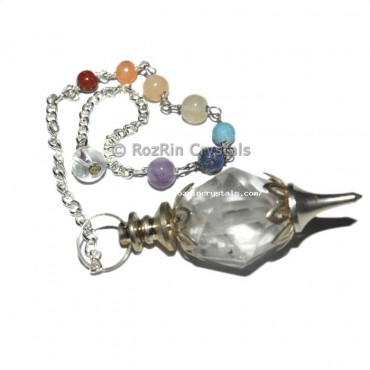 Feceted Crystal Quartz With Chakra Pendulums