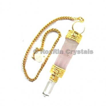 Rose Quartz 3pcs Pendulum With Gold Chain