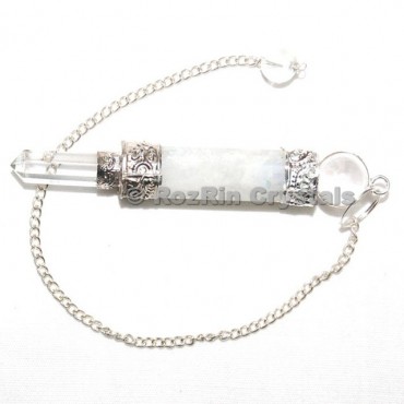 Rainbow Moonstone 3pcs Pendulums with Silver Chain