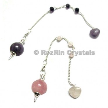 Rose Amethyst Tear Drop Dowsing Pendulums