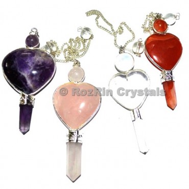 Mix Gemstone Heart Healing Pendulums