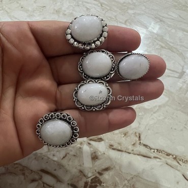 Beautiful White Agate Adjustable Ring