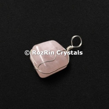 Rose Quartz Silver Wire Wrap Pendant