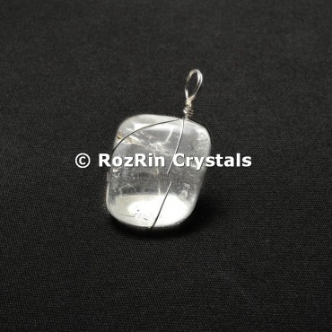 Crystal Quartz Silver Wire Wrap Pendant