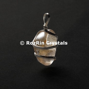 Golden Rutile Silver Wire Wrap Pendant