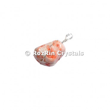 Sunstone Silver Wire Wrap Pendant