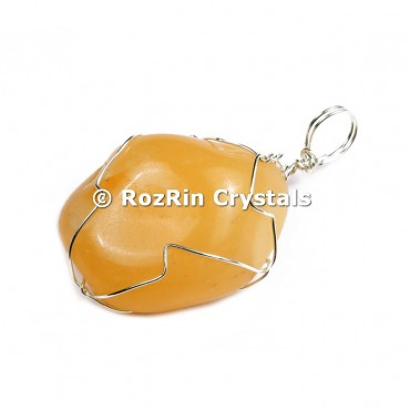 Yellow Aventurine Silver Wire Wrap Pendant