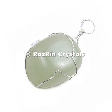 Green Aventurine Silver Wire Wrap Pendant