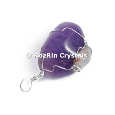 Amethyst Silver Wire Wrap Pendant