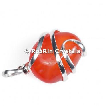 Carnelian Silver Wire Wrap Pendant