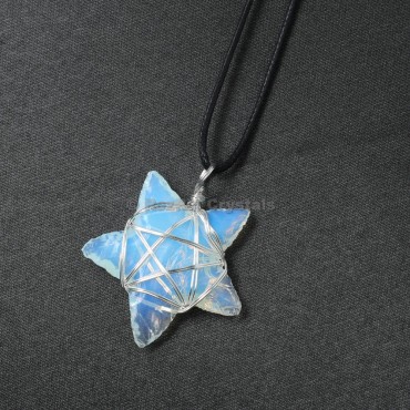 Opalite Star Wrap Pendants