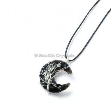 Black Obsidian Tree of life Wrap Pendants