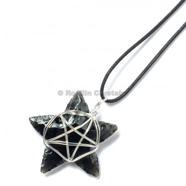 Black Obsidian Star Wrap Pendants