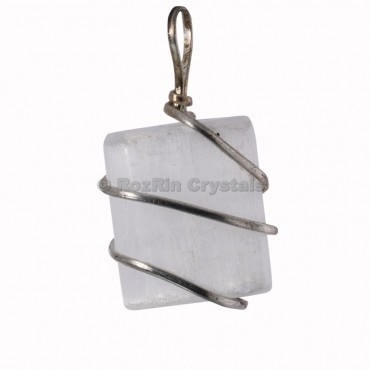 Selenite Tumbled Wrap Pendants