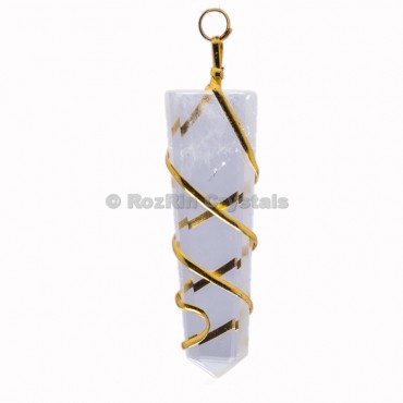 Crystal Quartz Gold Plated Wrap Pendants