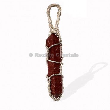 Brown Sunstone Double Point Wrap Pendants