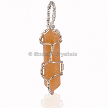 Yellow Aventurine Double Point Wrap Pendants