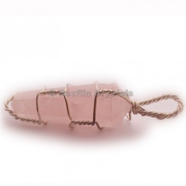 Rose Quartz Doube Point Wrap Pendants