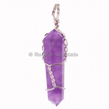 Amethyst Double Point Wrap Pendants